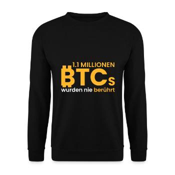 1.1 Millionen BTCs nie bewegt - Unisex Pullover - Schwarz - Vorne - Alina (178cm) & Michal (187cm)