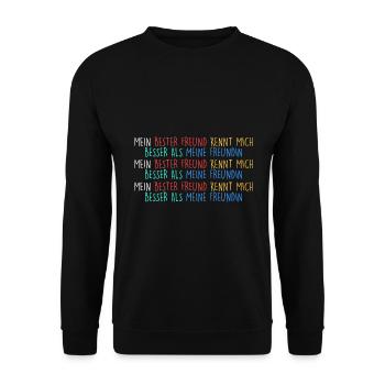 bester Freund besser als Freundin - Unisex Pullover - Schwarz - Vorne - Alina (178cm) & Michal (187cm)