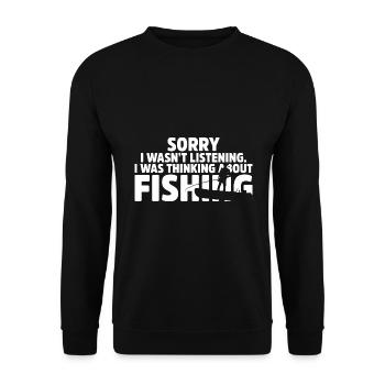 Pêcheur Drôle pêche Pêche à la mouche Poisson - Sweat-shirt Unisexe - noir - Devant - Alina (178cm) & Michal (187cm)