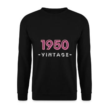 geboren 1950 geschenk idee geburtstag jahrgang 50 - Unisex Pullover - Schwarz - Vorne - Alina (178cm) & Michal (187cm)
