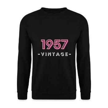 born 1957 gift idea birthday year 57 - Unisex Sweatshirt - black - Front - Alina (178cm) & Michal (187cm)