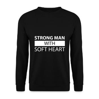 starker Mann mit weichem Herz - Unisex Pullover - Schwarz - Vorne - Alina (178cm) & Michal (187cm)