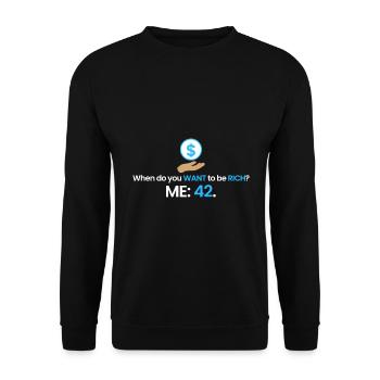 Reich mit 42! - Unisex Pullover - Schwarz - Vorne - Alina (178cm) & Michal (187cm)