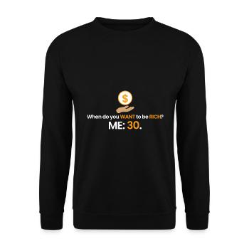 Reich mit 30! - Unisex Pullover - Schwarz - Vorne - Alina (178cm) & Michal (187cm)