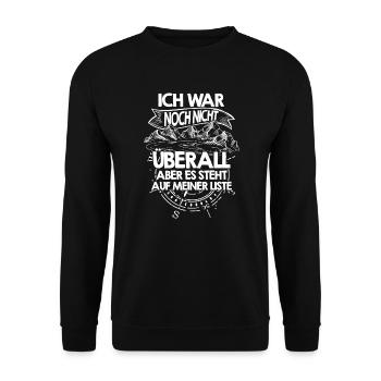 Ich war noch nicht überall, aber es steht auf - Unisex Pullover - Schwarz - Vorne - Alina (178cm) & Michal (187cm)