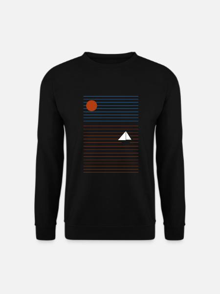 Minimalismus Abendrot am Meer mit Segelschiff - Unisex Pullover - Schwarz