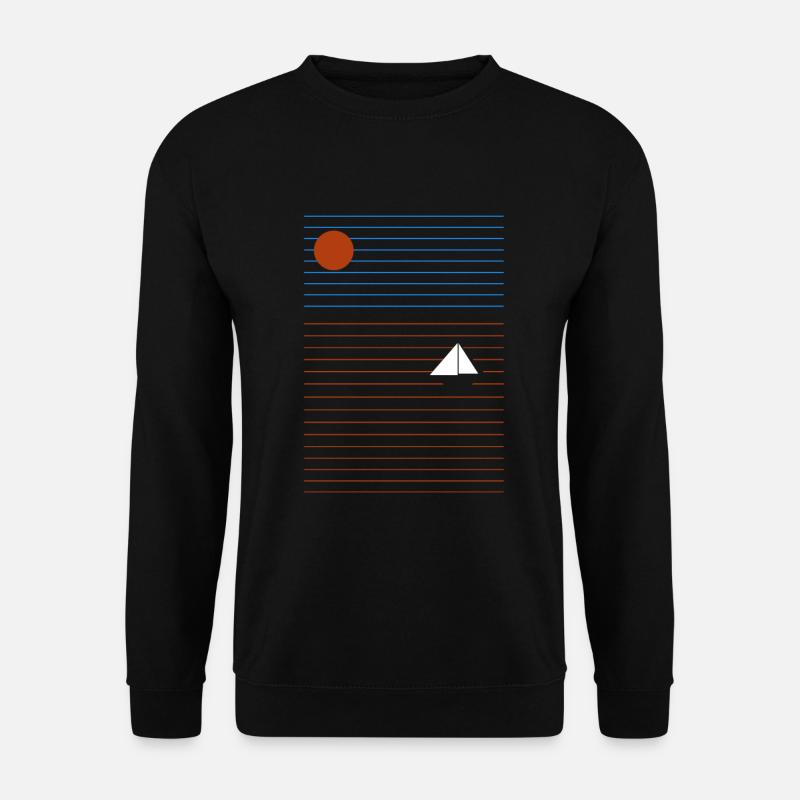 Minimalismus Abendrot am Meer mit Segelschiff - Unisex Pullover - Schwarz