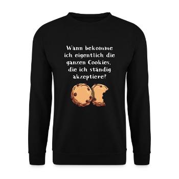 Cookies Spruch - Unisex Pullover - Schwarz - Vorne - Alina (178cm) & Michal (187cm)