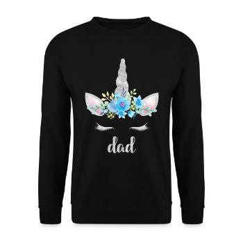 Watercolor Unicorn Dad - Unisex Sweatshirt - black - Front - Alina (178cm) & Michal (187cm)