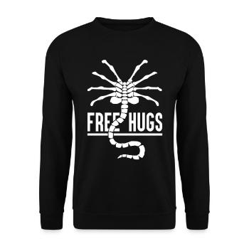 Kostenlose Umarmungen - Unisex Pullover - Schwarz - Vorne - Alina (178cm) & Michal (187cm)
