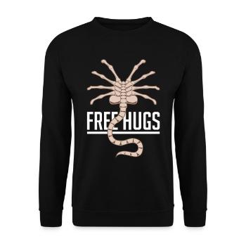 Kostenlose Hugs Aliens - Unisex Pullover - Schwarz - Vorne - Alina (178cm) & Michal (187cm)