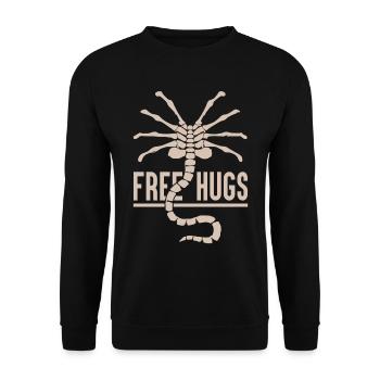 Kostenlose Umarmungen - Unisex Pullover - Schwarz - Vorne - Alina (178cm) & Michal (187cm)