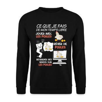 Mes poules, ma ferme, mon passe temps - Sweat-shirt Unisexe - noir - Devant - Alina (178cm) & Michal (187cm)