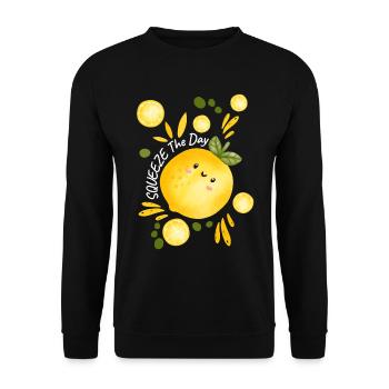 Squeeze The Day. - Unisex Sweatshirt - black - Front - Alina (178cm) & Michal (187cm)