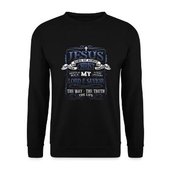 Jésus-Christ Chemise Verset de la Bible Je suis le chemin - Sweat-shirt Unisexe - noir - Devant - Alina (178cm) & Michal (187cm)