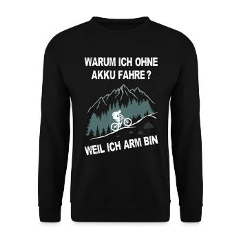E-Bike, Mountainbike, bergauf, radfahren, Berge - Unisex Pullover - Schwarz - Vorne - Alina (178cm) & Michal (187cm)