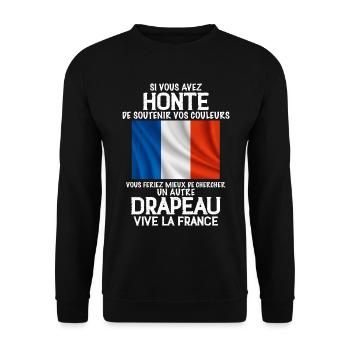 Les Couleurs De La France Drapeau Français - Sweat-shirt Unisexe - noir - Devant - Alina (178cm) & Michal (187cm)