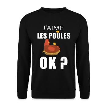 Poule Amour des Poules - Sweat-shirt Unisexe - noir - Devant - Alina (178cm) & Michal (187cm)