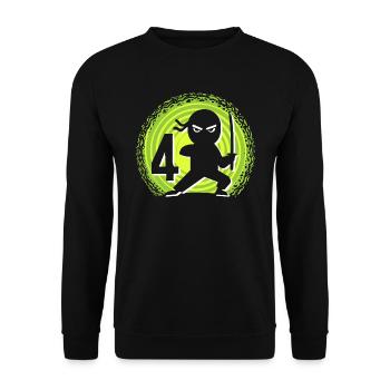 4ème anniversaire 4 ans Jeunes Enfants Ninja - Sweat-shirt Unisexe - noir - Devant - Alina (178cm) & Michal (187cm)