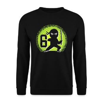 6ème anniversaire 6 ans Jeunes Enfants Ninja - Sweat-shirt Unisexe - noir - Devant - Alina (178cm) & Michal (187cm)