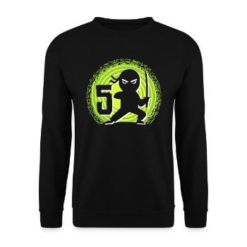 5ème anniversaire 5 ans Jeunes Enfants Ninja - Sweat-shirt Unisexe - noir - Devant - Alina (178cm) & Michal (187cm)