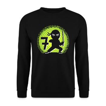 7ème anniversaire 7 ans Jeunes Enfants Ninja - Sweat-shirt Unisexe - noir - Devant - Alina (178cm) & Michal (187cm)