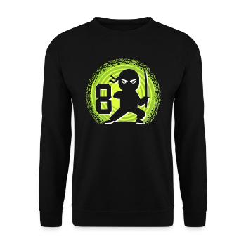 8ème anniversaire 8 ans Jeunes Enfants Ninja - Sweat-shirt Unisexe - noir - Devant - Alina (178cm) & Michal (187cm)