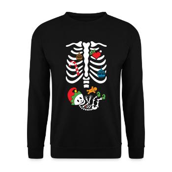 Christmas Skeleton Mom and Baby - Unisex Sweatshirt - black - Front - Alina (178cm) & Michal (187cm)