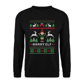 Mama Elf Hässliche Weihnachten - Unisex Pullover - Schwarz - Vorne - Alina (178cm) & Michal (187cm)