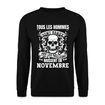les meilleurs naissent en novembre - Sweat-shirt Unisexe - noir - Devant - Alina (178cm) & Michal (187cm)