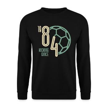 39. Geburtstag Fußballer 39 Jahre Jahrgang 1984 - Unisex Pullover - Schwarz - Vorne - Alina (178cm) & Michal (187cm)