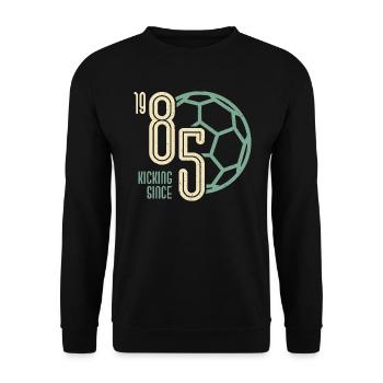 38. Geburtstag Fußballer 38 Jahre Jahrgang 1985 - Unisex Pullover - Schwarz - Vorne - Alina (178cm) & Michal (187cm)