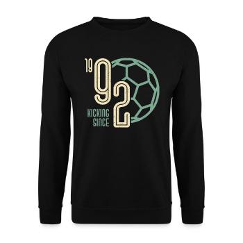 31. Geburtstag Fußballer 31 Jahre Jahrgang 1992 - Unisex Pullover - Schwarz - Vorne - Alina (178cm) & Michal (187cm)