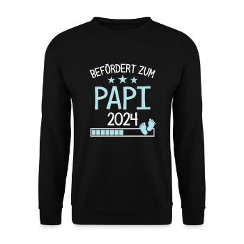 Befördert zu Papi 2024 Geschenk für neuen Opa - Unisex Pullover - Schwarz - Vorne - Alina (178cm) & Michal (187cm)