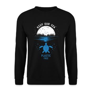 Halten Sie unser Meer plastikfrei - Unisex Pullover - Schwarz - Vorne - Alina (178cm) & Michal (187cm)