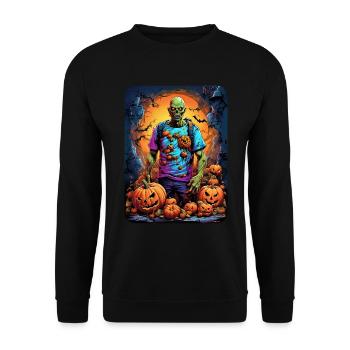 Halloween Zombie Blankovorlage 1.4 - Unisex Pullover - Schwarz - Vorne - Alina (178cm) & Michal (187cm)