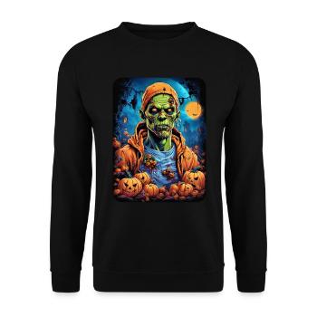 Halloween Zombie Blankovorlage 1.3 - Unisex Pullover - Schwarz - Vorne - Alina (178cm) & Michal (187cm)