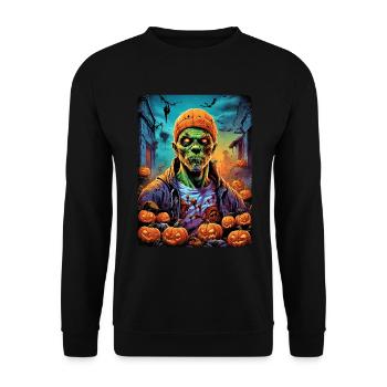 Halloween Zombie Blankovorlage 1.7 - Unisex Pullover - Schwarz - Vorne - Alina (178cm) & Michal (187cm)