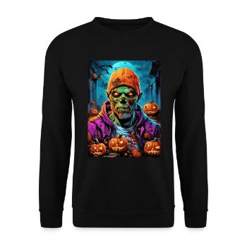 Halloween Zombie Blankovorlage 1.10 - Unisex Pullover - Schwarz - Vorne - Alina (178cm) & Michal (187cm)