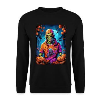 Halloween Zombie Blankovorlage 1.1 - Unisex Pullover - Schwarz - Vorne - Alina (178cm) & Michal (187cm)