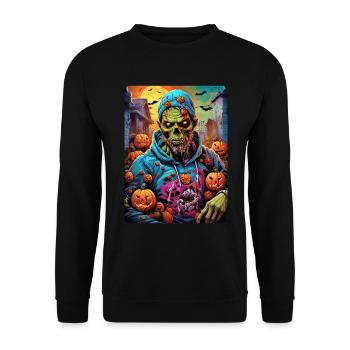 Halloween Zombie Blankovorlage 1.9 - Unisex Pullover - Schwarz - Vorne - Alina (178cm) & Michal (187cm)