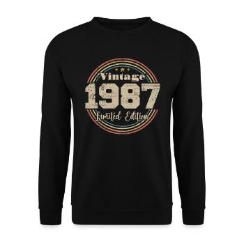 1987 Anniversaire Vintage Rétro Né En - 1987 - Sweat-shirt Unisexe - noir - Devant - Alina (178cm) & Michal (187cm)