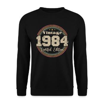 1984 Retro Vintage Geburtstag geboren in - 1984 - Unisex Pullover - Schwarz - Vorne - Alina (178cm) & Michal (187cm)