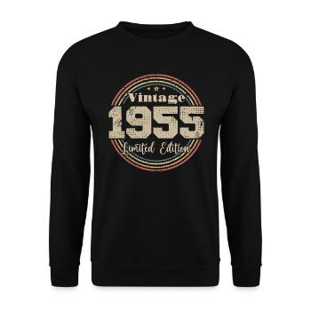 1955 Retro Vintage Geburtstag geboren in - 1955 - Unisex Pullover - Schwarz - Vorne - Alina (178cm) & Michal (187cm)
