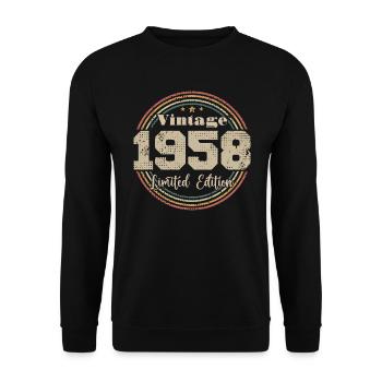 1958 Retro Vintage Birthday Born In - 1958 - Unisex Sweatshirt - black - Front - Alina (178cm) & Michal (187cm)