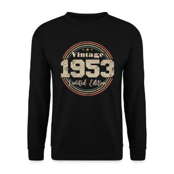 1953 Retro Vintage Geburtstag geboren in - 1953 - Unisex Pullover - Schwarz - Vorne - Alina (178cm) & Michal (187cm)