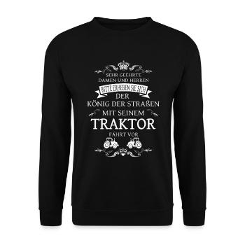 Le roi de la route, le conducteur de tracteur - Sweat-shirt Unisexe - noir - Devant - Alina (178cm) & Michal (187cm)