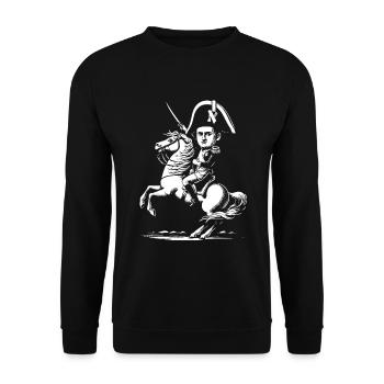 Funny Napoleon Bonaparte Design with Horse and S - Unisex Sweatshirt - black - Front - Alina (178cm) & Michal (187cm)