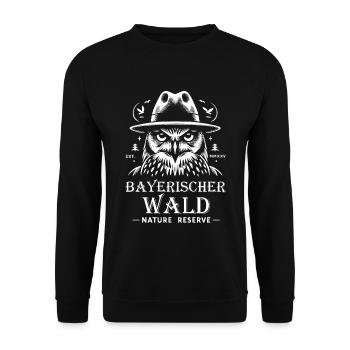 Bayerischer Wald – Naturparadies Design - Unisex Pullover - Schwarz - Vorne - Alina (178cm) & Michal (187cm)