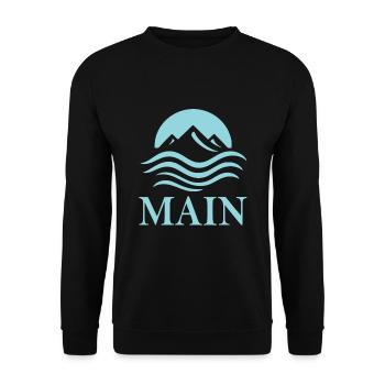 Main – Fluss der Metropolen und Weinberge - Unisex Pullover - Schwarz - Vorne - Alina (178cm) & Michal (187cm)